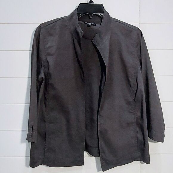 Eileen Fisher Jackets & Blazers - Eileen Fisher Women's Small Petite Linen Blend Open Jacket Gray Lagenlook Career